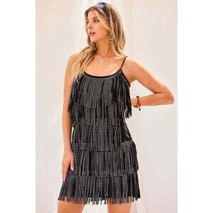 Mainstrip Cowgirl Fringe Studded Mini Dress